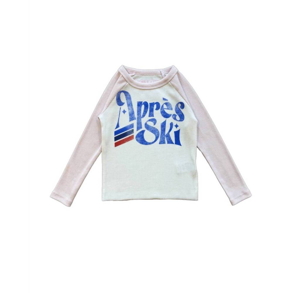 NEW ROWDY SPROUT women's apres ski ribbed raglan tee in white